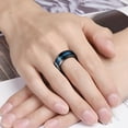 thumbnail image 3 of 10mm Black Tungsten Carbide Ring with Blue Groove Men's Wedding Band Engraved I Love You Size 7-17, 3 of 5