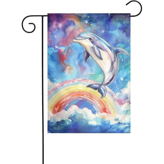 Lovely Dolphin Double Sided Garden Flag 12x18 Seasonal Outdoor Yard Banner