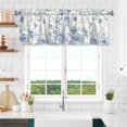 thumbnail image 6 of Blue Floral Valance Curtain 54 x 18 Inch Chinoiserie Flowers Vintage Toile Rod Pocket Top Treatment for Windows, Living Room Bedroom Kitchen Cafe Farmhouse Rustic Country Decor, 6 of 7