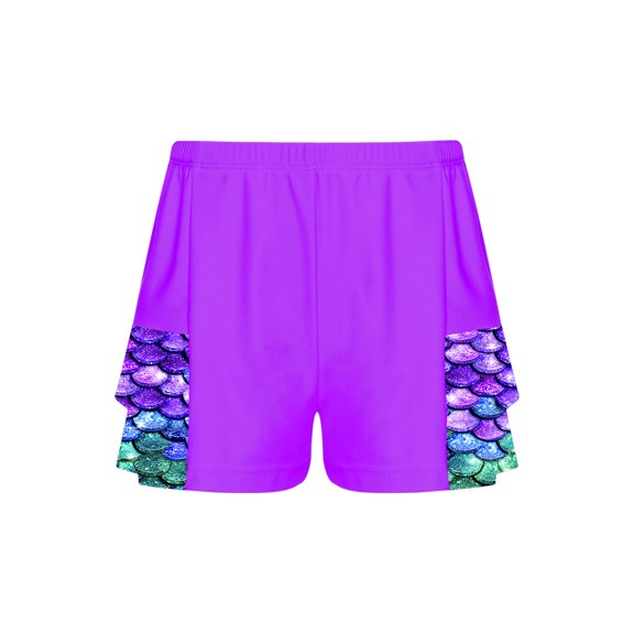 iEFiEL Kids Girls Printed Swimming Shorts Quick Dry Swim Trunks Tankini Bottoms Beachwear Purple 16