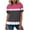 01-Hot Pink, variant on Women's Round Neck Printed Puff Sleeve Ruffle Hem Loose Fit Casual Tops for Women Summer Everyday Wear