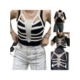 thumbnail image 1 of Seyurigaoka Women Knit Sweater Rainbow Striped Tank Gothic Skeleton Bones Cami Corset Crop Tops E-Girl Harajuku Grunge Mini Vest, 1 of 6