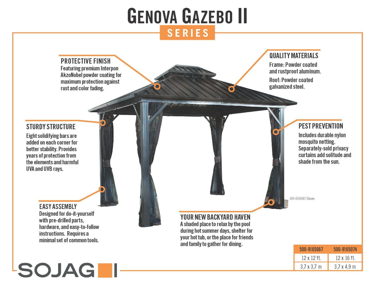 Sojag Genova II Aluminum Hard Top Gazebo
