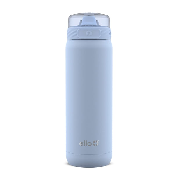 Botella de agua Ello Cooper de 650 ml de acero inoxidable con color azul pajizo