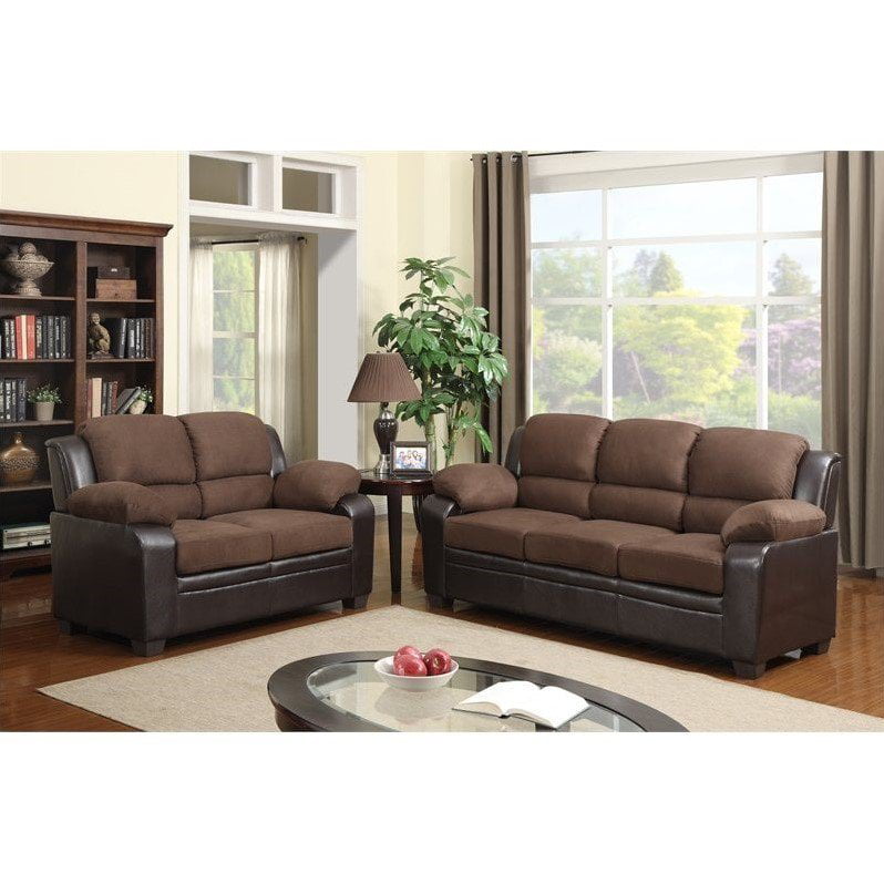 Global Furniture Usa 2 Piece Microfiber, Simmons Upholstery Outback Chocolate Sofa And Loveseat Set
