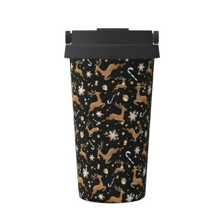 

Pofeuu Christmas Cookie Reindeer Print Coffee Mug Iced Coffee Tumbler Cup Double Wall Vacuum Leak-Proof Thermos Mug CoffeeThermos Travel Mug