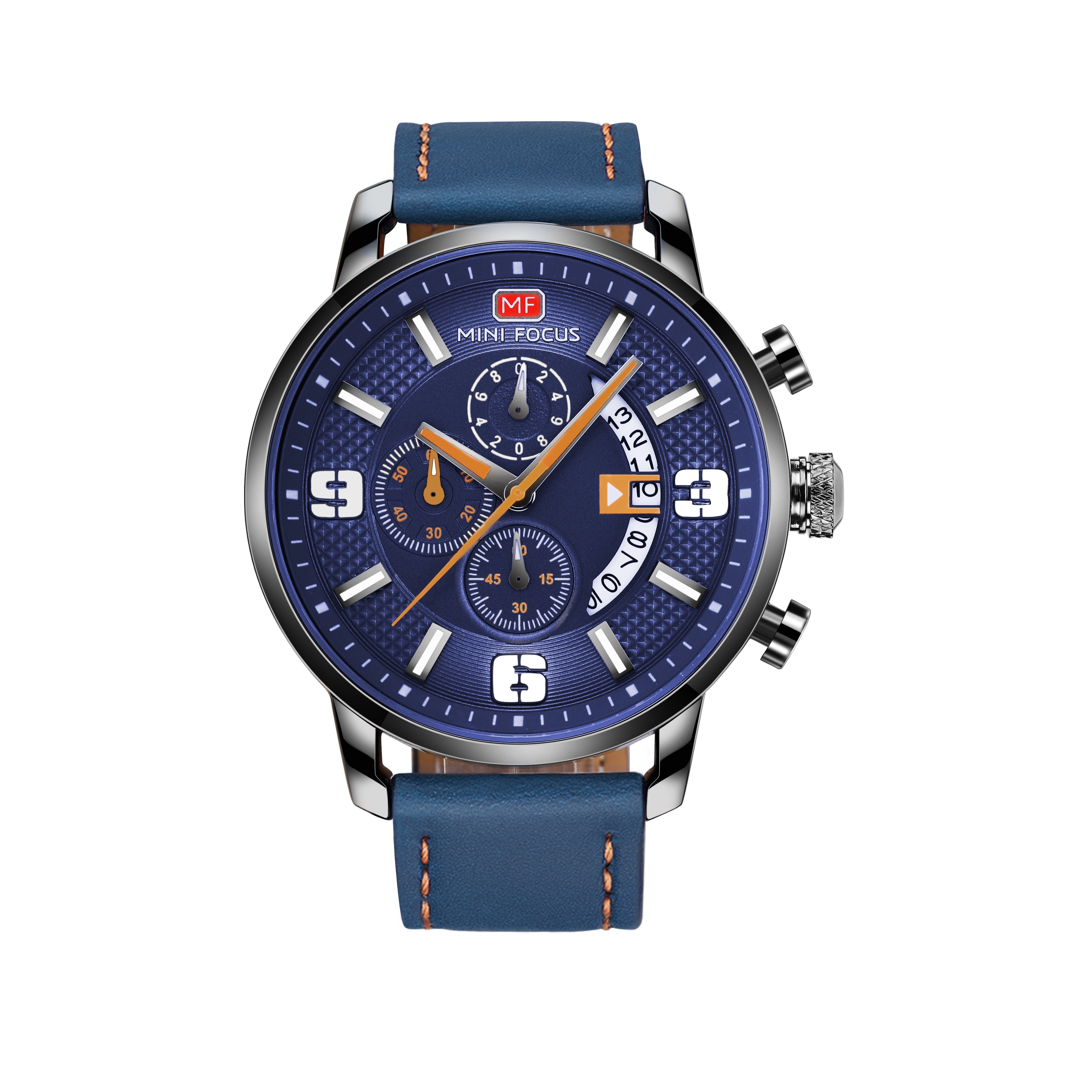 blue face watches with brown leather bands