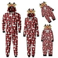 thumbnail image 6 of Baqcunre Family Christmas Pajamas Matching Sets,Children Kids Merry Christmas Sets Red Prints Hooded Zipper Jumpsuit Family Outfit Lounge Set,Kids Christmas Pajamas Christmas Pajamas Red 3T, 6 of 7