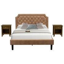 East West Furniture Granbury 3-Piece Wooden Queen Bedroom Set in Brown/Walnut