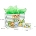 thumbnail image 4 of Unisex Baby Gift Bag Yellow and Green Animal Design with Tissue Paper and Greeting Card for Baby Shower, New Parents, and More - 13" x 10" x 5", 1 Pcs, 4 of 5