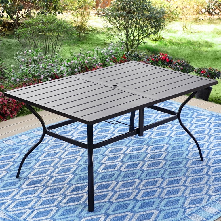 MF Studio 6-Person Rectangular Metal Patio Dining Table, Black photo 1