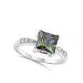 thumbnail image 4 of Multi-color CZ Square Solitaire Mount Ring 925 Sterling Silver Band Black Jewelry Female Size 8, 4 of 4