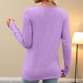 thumbnail image 6 of ClodeEU Womens Long Sleeve Shirts, V Neck Button Henley T Shirts ,Casual Pullover Lightweight Tunic Blouse Purple,Womens Plus XXL, 6 of 7