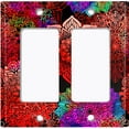 thumbnail image 6 of Metal Light Switch Plate Cover Rainbow Mandala Red Flower Tile Pattern MDL094, 6 of 13