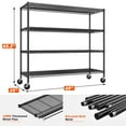 thumbnail image 4 of REIBII 60"W x 24"D x 65.3"H Wire Shelving 4 Shelf Storage Shelves with Wheels,2400lbs Total Capacity, 4 of 10