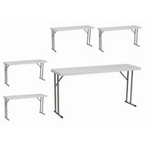 5 PACK 18'' x 60'' Granite White Plastic Folding Table - Seminar Training Plastic Folding Table