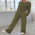 thumbnail image 4 of Women’s Two Piece Outfits Set Ribbed Knit Crop Tops Drawstring Pants, 4 of 7