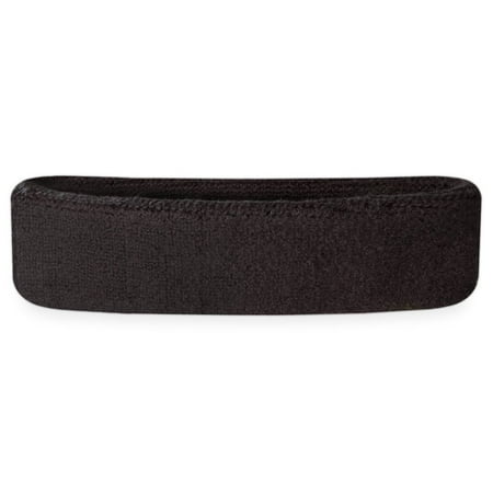 - Suddora Head Sweatbands - Athletic Cotton Terry Cloth Headbands for Sports (Black)