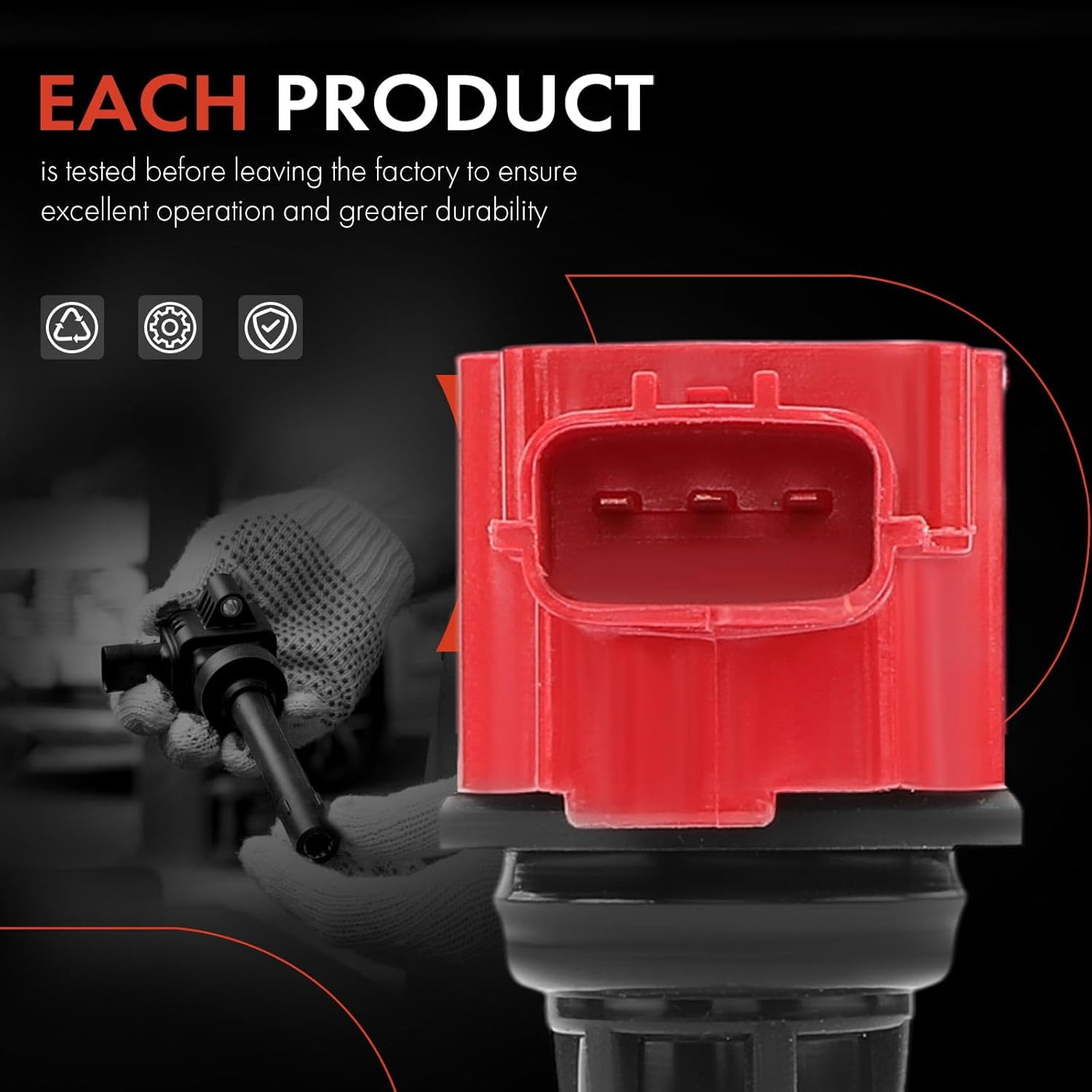 A-Premium (Red) Engine Ignition Coil Pack Compatible with Infiniti Q50 2014-2015, QX50 2014-2017, Q60 2014-2015, G37 2008-2013, QX70 2014-2017, Q70, Q40, EX37, FX37, M37, Q70L & Nissan 370Z, 6-PC Set