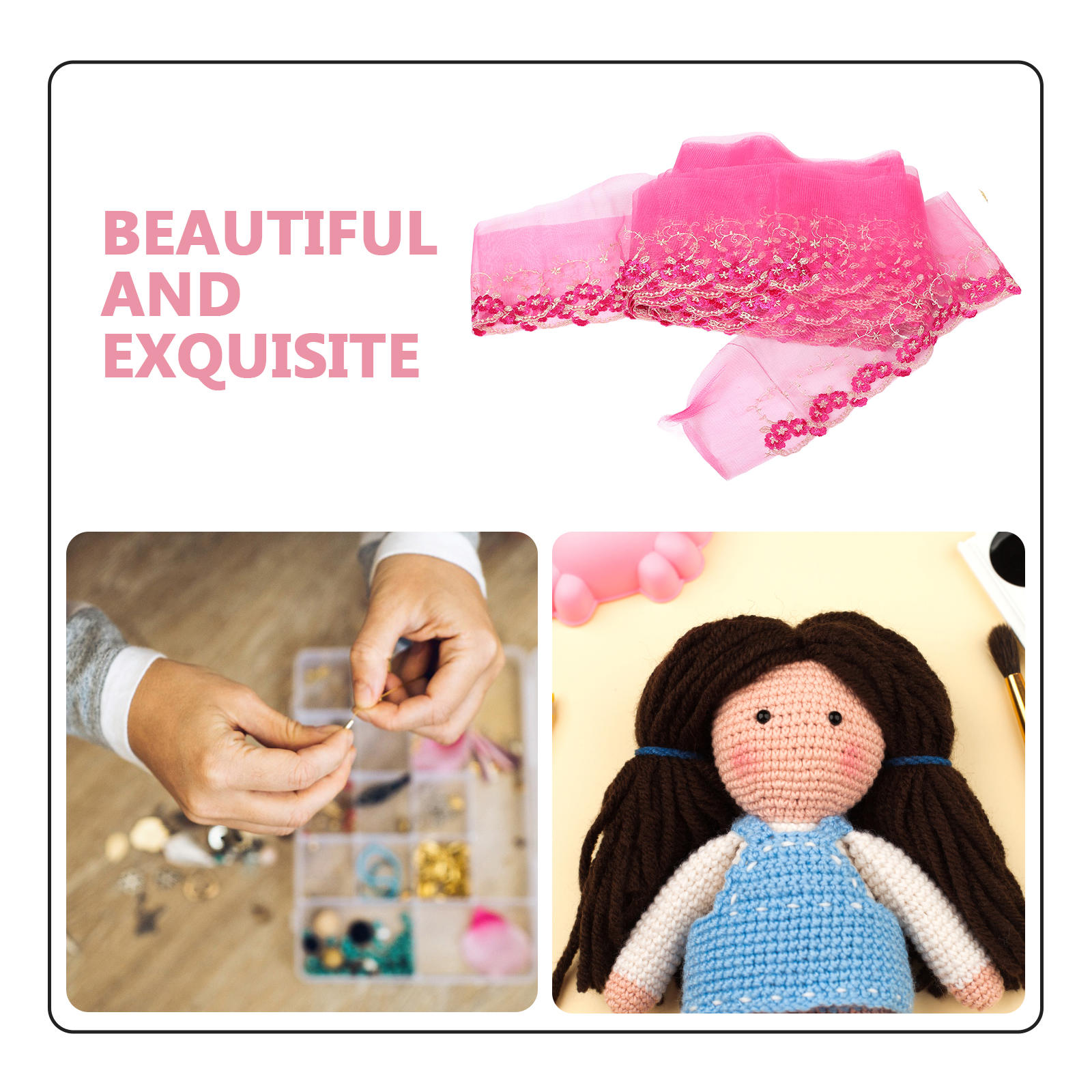 BESTYASH Soft Rosy Stretchy Lace Tape for Wedding Veil Trim and Unique Sewing Embellishment