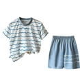 thumbnail image 2 of Amidoa Girls Summer 2 Piece Outfits Cute Short Sleeve and Casual Shorts Kids Clothing Set Sky Blue Size 6, 2 of 6