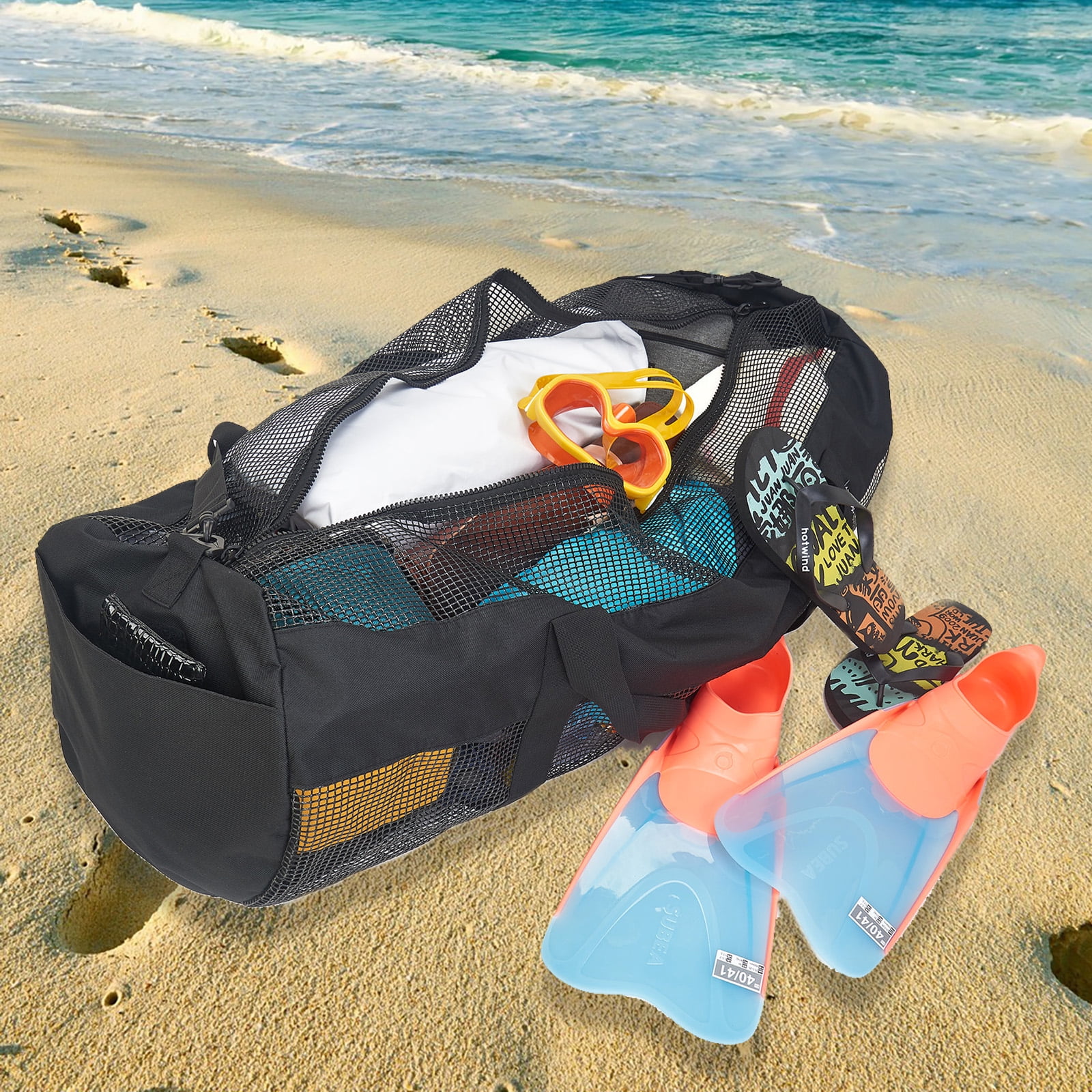 GOGHOST Mesh Dive Bag for Scuba or Snorkeling-Extra Large Beach Bags and Mesh Travel Duffle Dry Bag with Zipper and Pockets，Oversized Beach Duffle Bag Ideal for Your Pool Trip