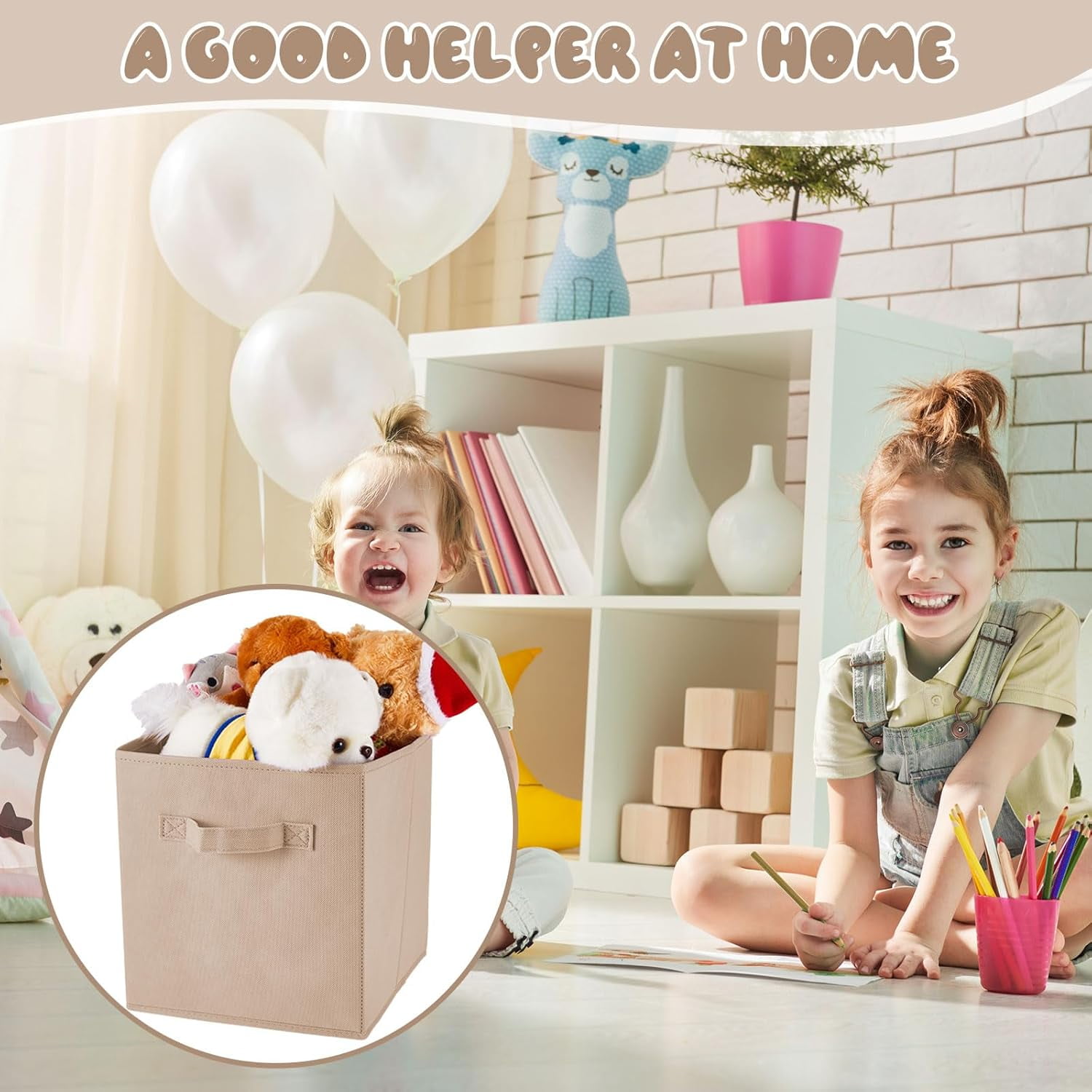 12 Pcs Cube Storage Bin 11'' Collapsible Storage Cubes for Classroom Foldable Cube Storage Organizer Bins Fabric Bins Storage Basket Fabric Cubby Boxes for Shelf(Beige, Khaki, Brown)