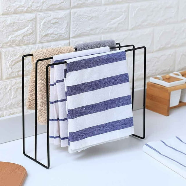 Oleegame 1PC Spoon And Lid Rest Kitchen Sink Folding Washing Towel Rag Drainer Holder Storage Rack Hanging Black