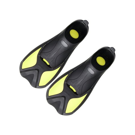 

Rotosw Kids Swim Fins Short Diving Flipper Slip On Flippers For Lap Swimming Flat Snorkeling Comfort Fluorescent Yellow 9.5-10
