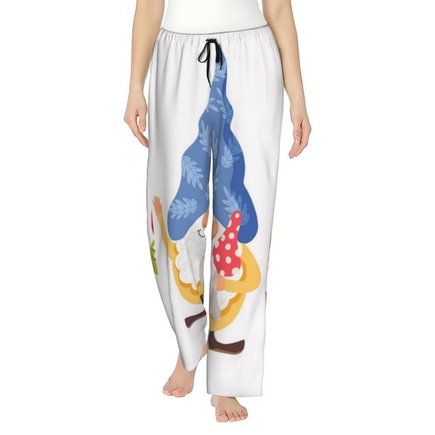 Balery Autumn Funny Gnomes Pantalones de pijama para mujer, pijamas ultraligeros, pantalones de estar por casa-Large