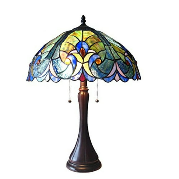 Chloe Lighting Amor Tiffany-Style 2-Light Victorian Table Lamp with 16" Shade