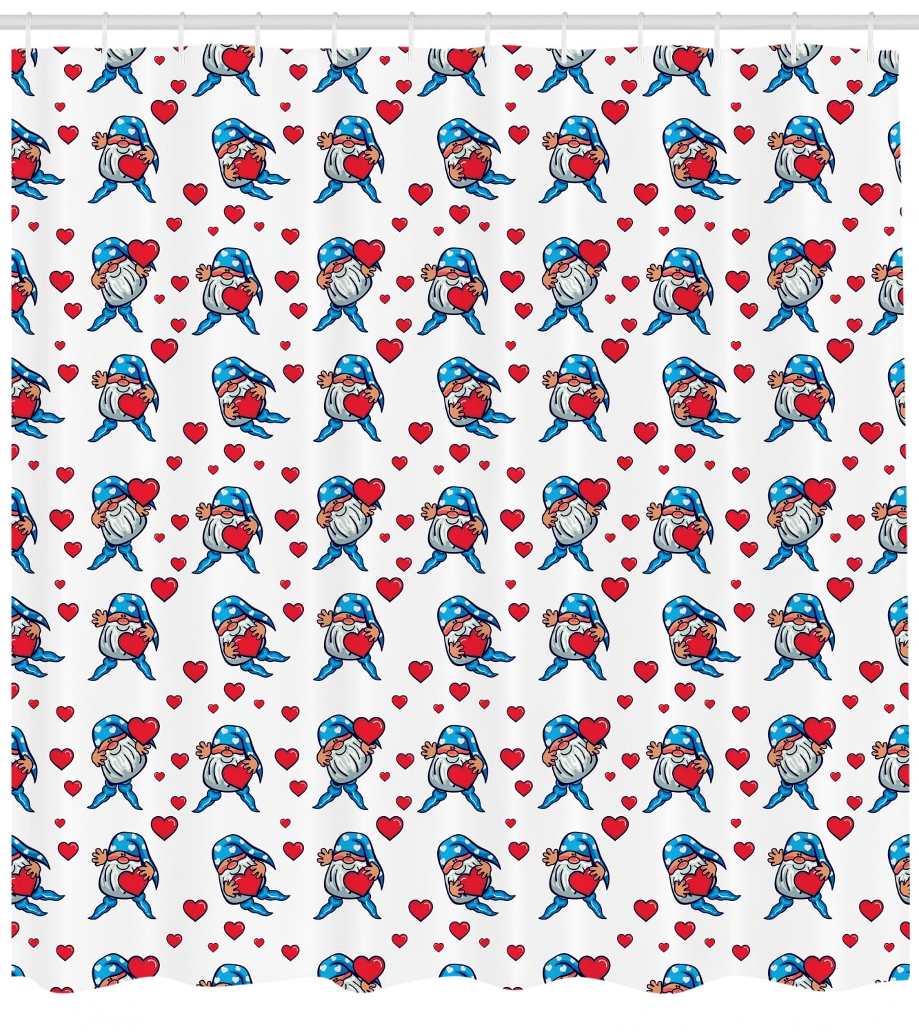 Gnome Shower Curtain, Elves Holding Hearts Lovers Theme ...