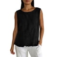 thumbnail image 2 of PNTUTB Stylish Women's Sleeveless Tops Casual Solid-Color Crew-Neck Tank Tops Lace-Hem Tank Tops with Back Tie Simple Versatile Loose Tank Tops, 2 of 6