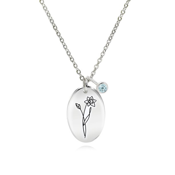 JeenMata Collar de Narciso con Flor de Nacimiento de Marzo Regalo Floral Personalizado para Mujeres