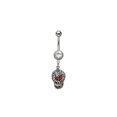 thumbnail image 1 of Dangling 14ga Navel Ring with Gem Covered Skull Charm, 1 of 5