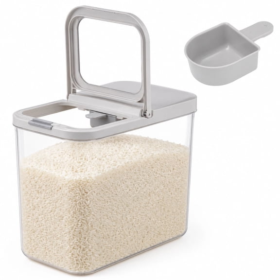 22 Lbs / 12.7 Qt Rice Container, Clear Airtight Rice Food Storage Container with Push-Button Lid, Tall and Narrow Flour Bin for Kitchen Pantry Organization, 12.9 x 7.1 x 11.0 in