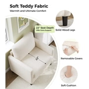 Welzona 33 Teddy Fabric Accent Chair, Comfy Reading Armchair for Living Room & Bedroom, Tool-Free Assembly, Off White