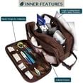 thumbnail image 2 of Neceser para hombre, neceser de viaje | Neceser resistente al agua, estuche de piel sintética para afeitado, organizador para accesorios, cosméticos, higiene y cuidado personal (marrón oscuro), 2 of 7