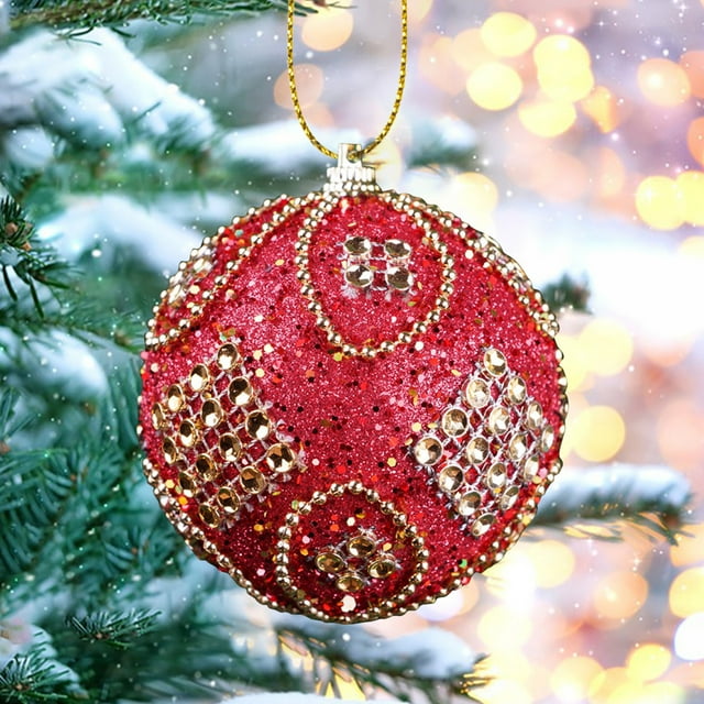 Fiudx Adorno Navideño de Cadena de Cuentas, Diseño de Purpurina Morada Brillante, Espuma Duradera, Detalles de Diamantes de Imitación, Versátil para Colgar, Ideal para Árbol de Navidad o Como Adorno