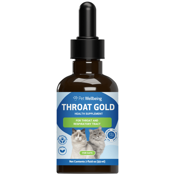 Pet Wellbeing Natural Cat Cough and Throat Soother - Throat Gold 2oz (59ml)