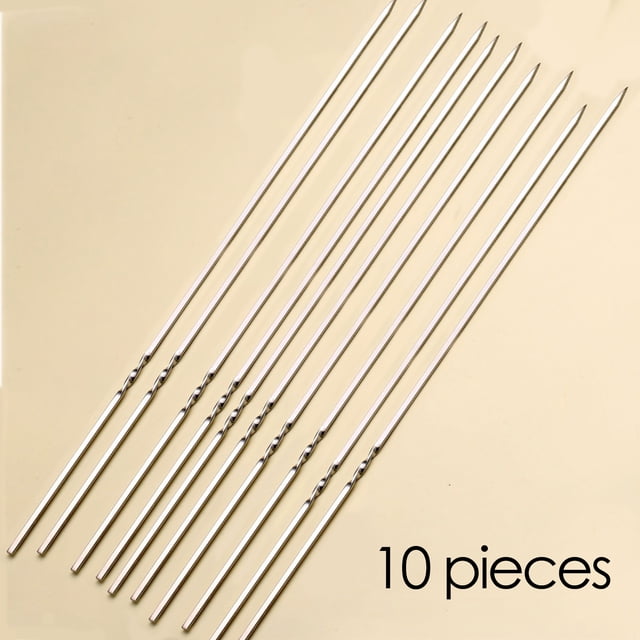 10pcs Stainless Steel BBQ Skewers For Barbecue, Reusable Grill Stainless Steel Skewers, Shish Kebab BBQ Camping Flat Forks Gadgets, Kitchen Accessories Tools