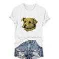 thumbnail image 2 of Htigea Women's Cotton T-Shirts Cute Dog Graphic Print Tees Casual Crew Neck Short Sleeve Loose Summer Tops White,L, 2 of 4