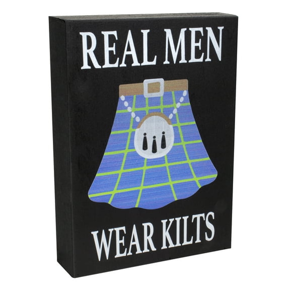 JennyGems Real Men Wear Kilts, 8x6 Inch Wood Sign, Scottish Irish Celtic Heritage Decor, Funny Scottish Gifts, St. Patrick's Day Home Decoration, Irish Scottish Gifts, Scottish Gift for Men