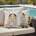 thumbnail image 5 of Easter Pillow Covers 2 Pack Yelow Rabbit Tail Colorful Easter Eggs Yellow Floral Leaves Wood Grain Pillowcase Waterproof Outdoor Throw Pillow Cover for Patio Garden Square Cushion 18”x18”, 5 of 9