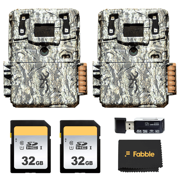 Browning Command Ops Elite 40MP Trail Camera 2-Pack Bundle with 2× 32 GB SD Memory Cards, Hi-Speed USB SD Card Reader & Black Microfiber Lens Cleaning Cloth