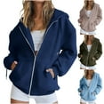 thumbnail image 1 of Sentmoon Women Sweatshirt Oversized Solid Color Women Jacket Winter Long Sleeve Hooded Neck Coats for Women Winter with Pockets Fall and Winter Breathable for Outdoor Work XXXL, 1 of 8