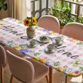 thumbnail image 3 of Spring Wildflowers Table Cloths for 8 Foot Rectangle Tables, Watercolor Floral Butterflies Pink Plaid Patio Waterproof Elastic Fitted Tablecloths, Washable Rectangular Table Cover for Camping, 3 of 8