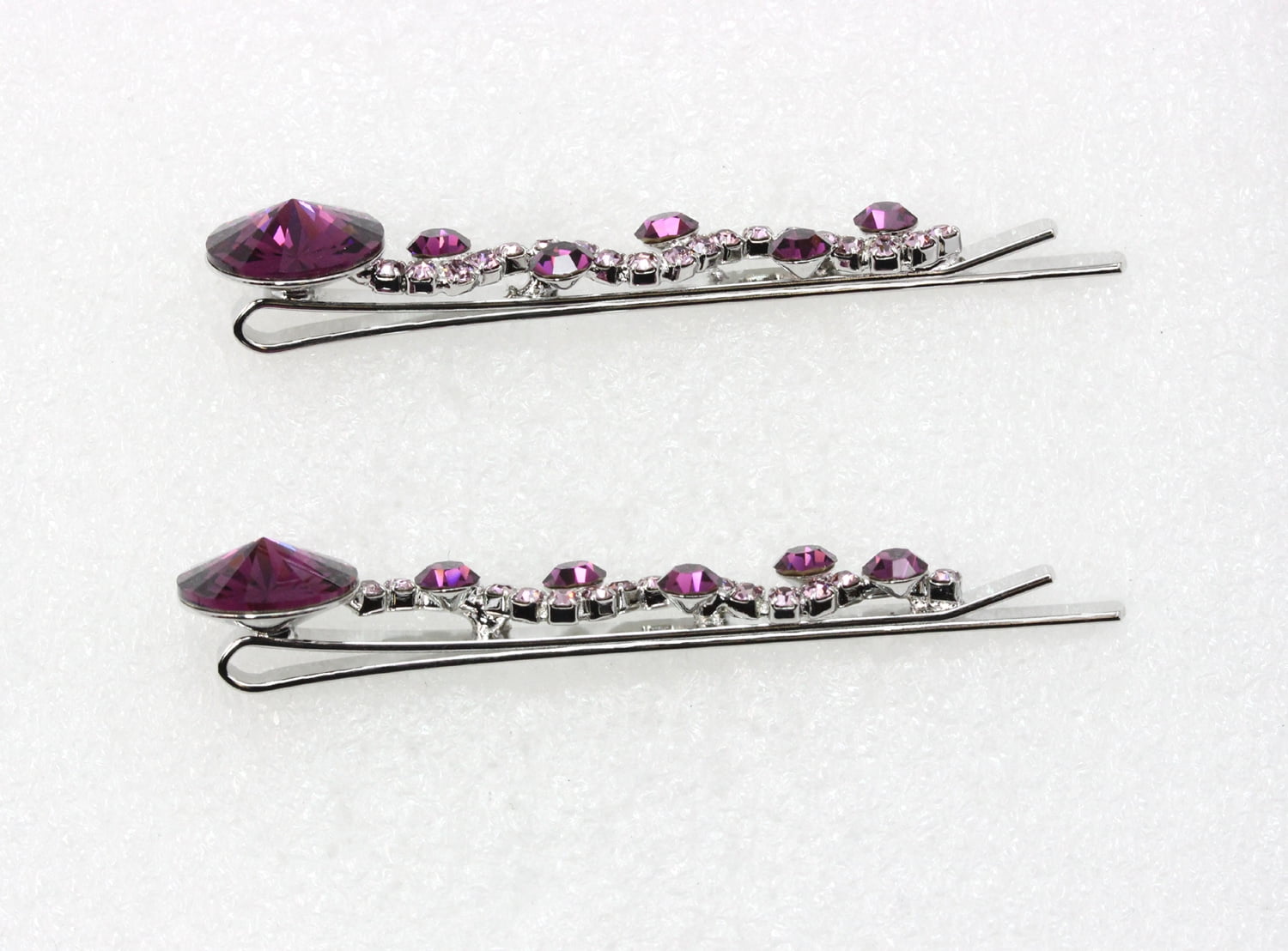 Faship  A Pair Of Purple Premium Rhinestone Crystal Floral Hair Clips 2 Pcs Pins