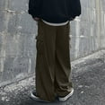 thumbnail image 5 of YUELONGHU Men's Casual Cargo Pants Mens Cargo Pants Slim Fit Stretch Male Solid Color Pocket Trousers Tether Athletic Loose Cargo Pants L, 5 of 7