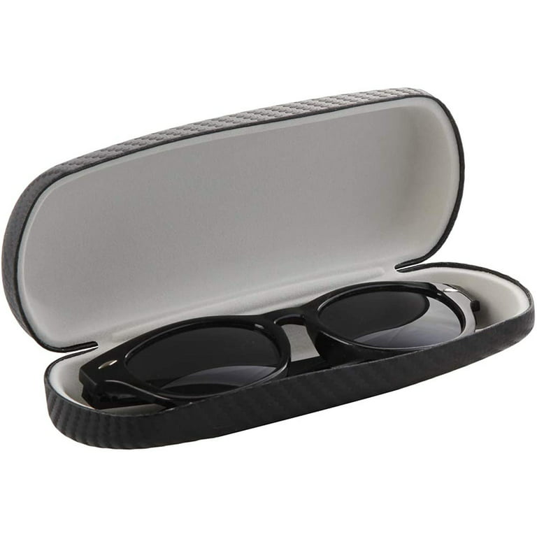 Hard Shell Eyeglass Case Clamshell Fits Large Frame Glasses Sunglasses For  Women Men In Black Carbon Fiber, Clamshell Glasses Case